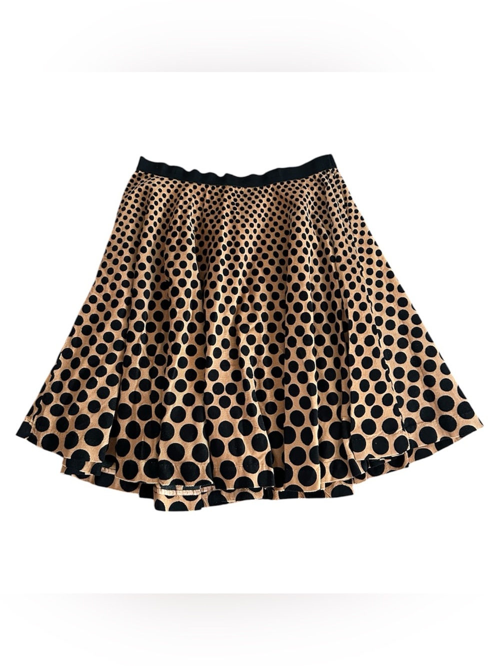 VTG Free People | Women’s Tan/Black Polka Dot Corduroy Side Zip A-Line Skirt 2